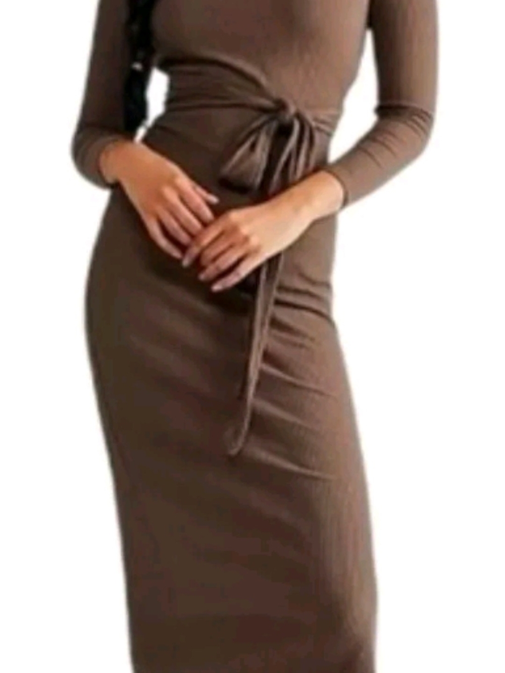 Reversible Free People Beach Brown Last Minute Ribbed Midi Dress
